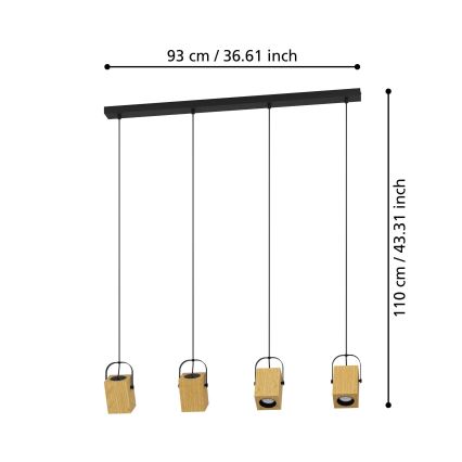 Eglo - LED Lustr na lanku 4xGU10/3W/230V