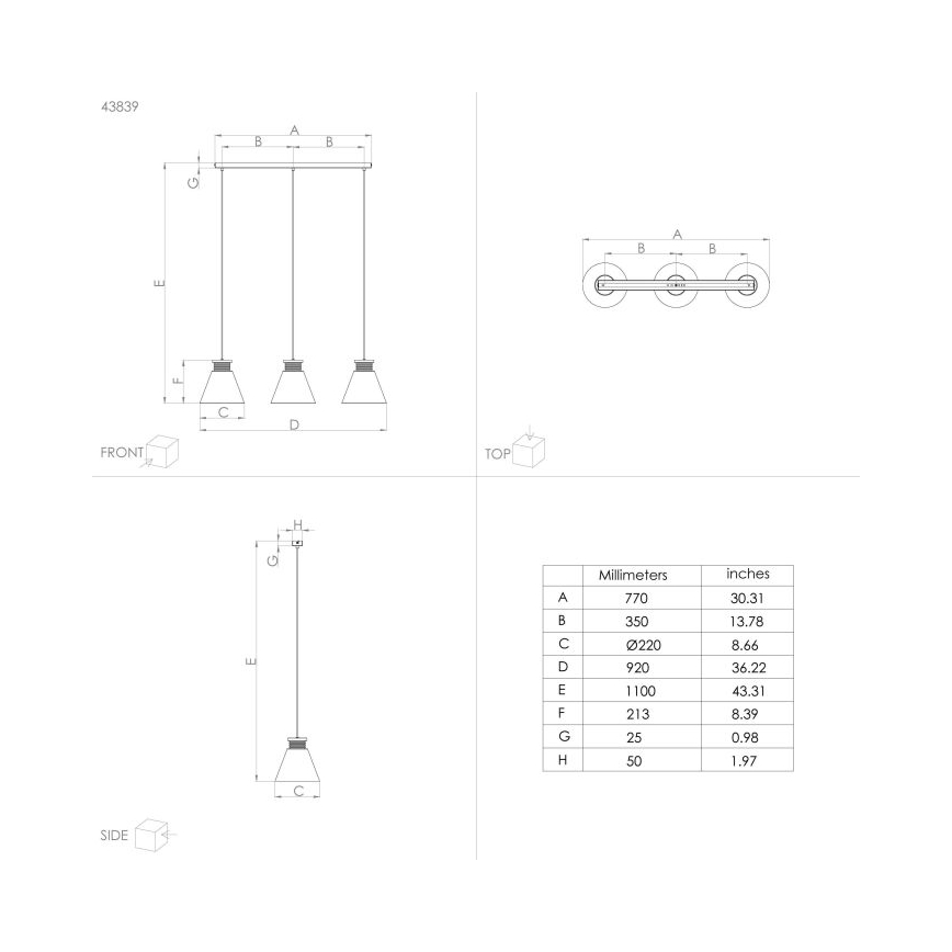 Eglo - Lustr na lanku 3xE27/40W/230V