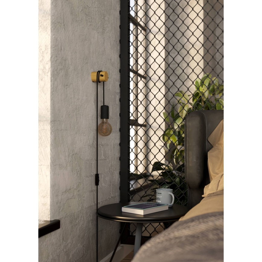 Eglo - Nástěnná lampa 1xE27/13W/230V černá/béžová