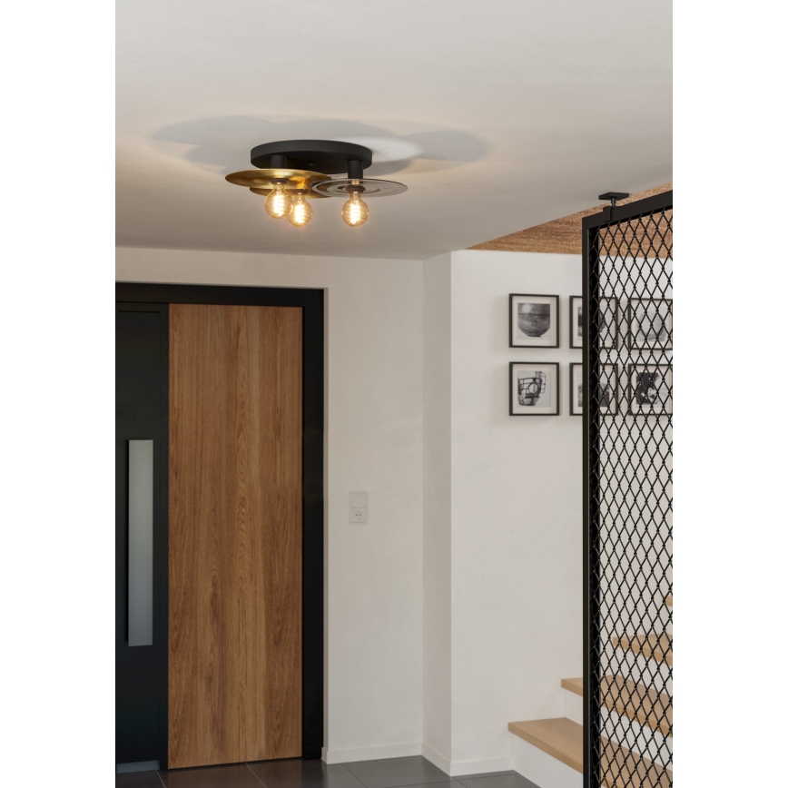Eglo - Stropní svítidlo 3xE27/40W/230V zlatá/černá