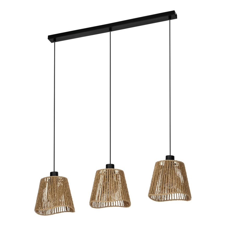 Eglo - Lustr na lanku 3xE27/60W/230V hnědá