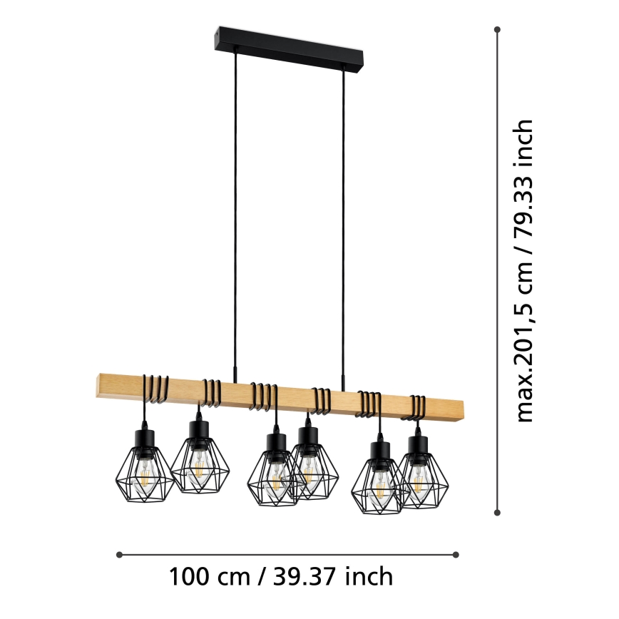 Eglo - Lustr na lanku TOWNSHEND 6xE27/60W/230V - FSC certifikováno