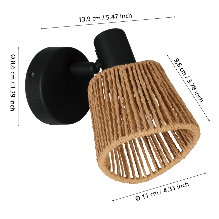 Eglo - Nástěnné bodové svítidlo 1xE14/10W/230V černá/béžová