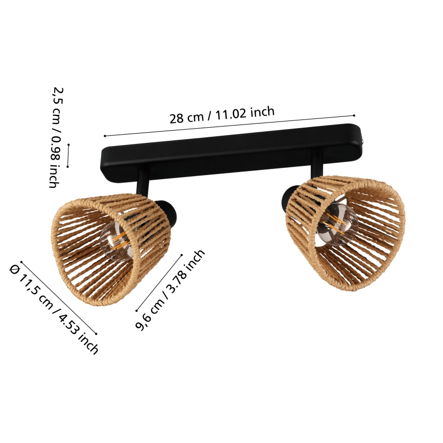 Eglo - Bodové svítidlo 2xE14/10W/230V černá/béžová