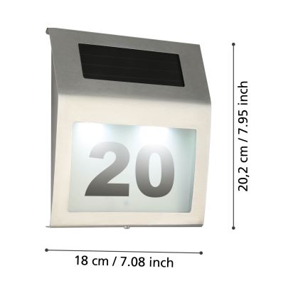 Eglo 48875 - LED Solární domovní číslo LED/1,2W/1,2V 300 mAh IP44 matný chrom