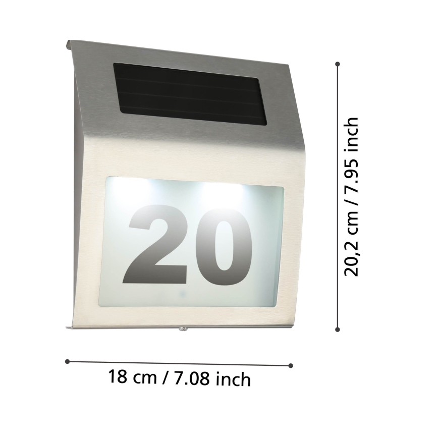 Eglo 48875 - LED Solární domovní číslo LED/1,2W/1,2V 300 mAh IP44 matný chrom