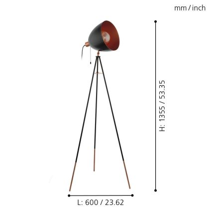 Eglo 49386 - Stojací lampa CHESTER 1xE27/60W/230V