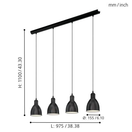 Eglo 49466 - Lustr PRIDDY 4xE27/60W/230V