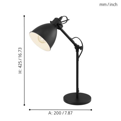 Eglo 49469 - Stolní lampa PRIDDY 1xE27/40W/230V