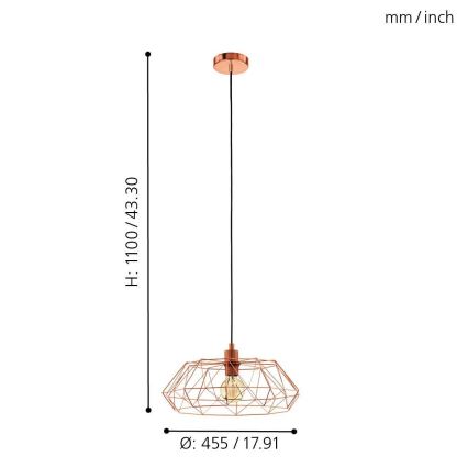 Eglo 49488 - Lustr CARLTON 2 1xE27/60W/230V