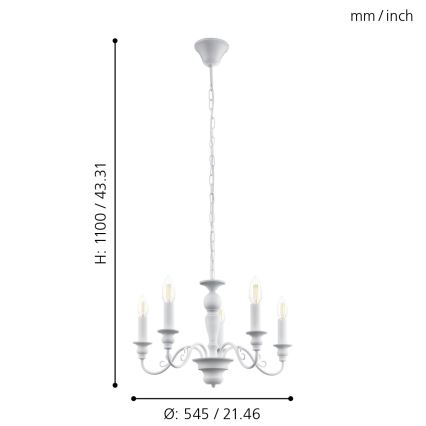 Eglo 49851 - Lustr CAPOSILE 5xE14/40W/230V