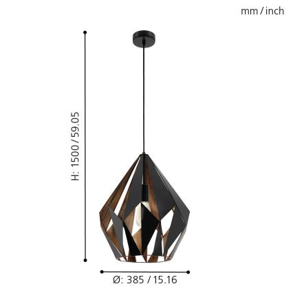 Eglo 49878 - Závěsné svítidlo CARLTON 1 1xE27/60W/230V