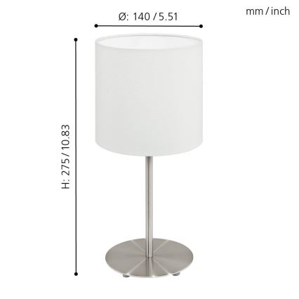 Eglo 54744 - Stolní lampa ANADIA 1xE14/40W/230V bílá/matný chrom