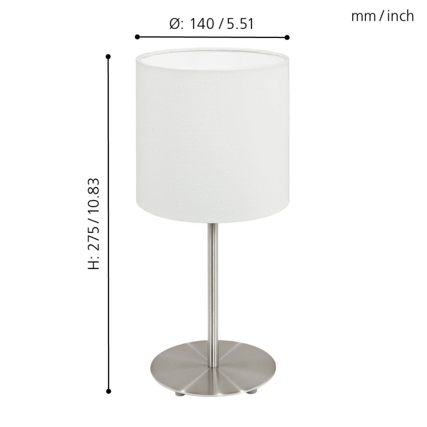 Eglo 54744 - Stolní lampa ANADIA 1xE14/40W/230V bílá/matný chrom