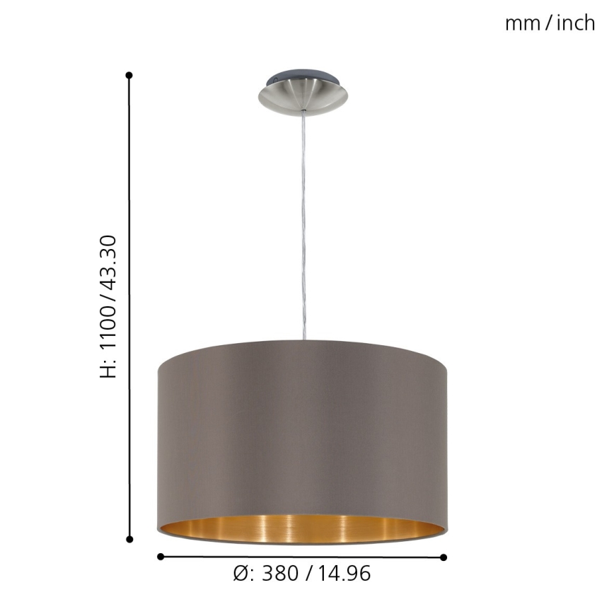 Eglo 55269 - Lustr na lanku MASERLO 1xE27/60W/230V hnědá