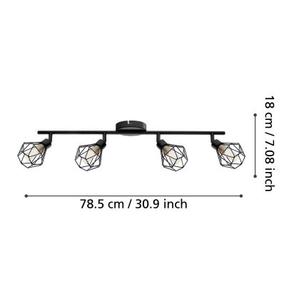 Eglo 55301 - LED Bodové svítidlo ZAPATA 4xG9/3W/230V černá