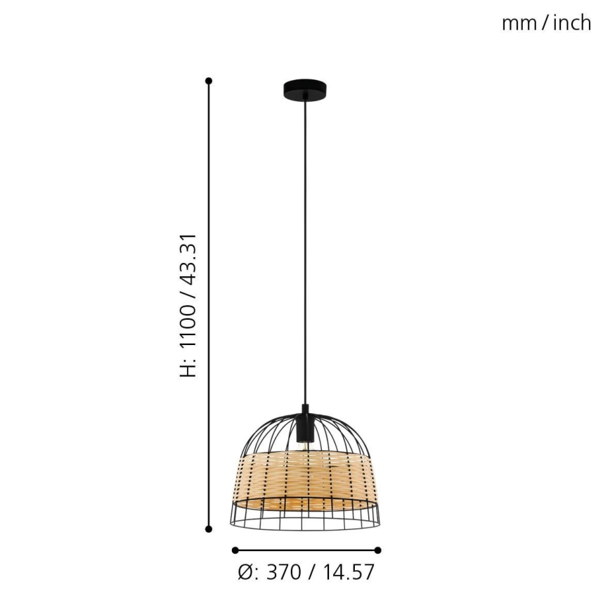 Eglo 55709 - Lustr na lanku ANWICK 1xE27/40W/230V ratan