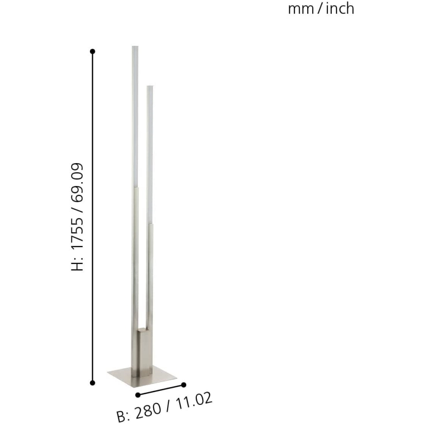 Eglo 55972 - LED RGBW Stmívatelná stojací lampa FRAIOLI-C LED/34W/230V 2700-6500K matný chrom + dálkové ovládání