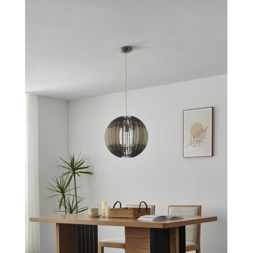 Eglo 63256 - Lustr na lanku OLMERO PRO 1xE27/60W/230V pr. 40 cm šedá/bílá