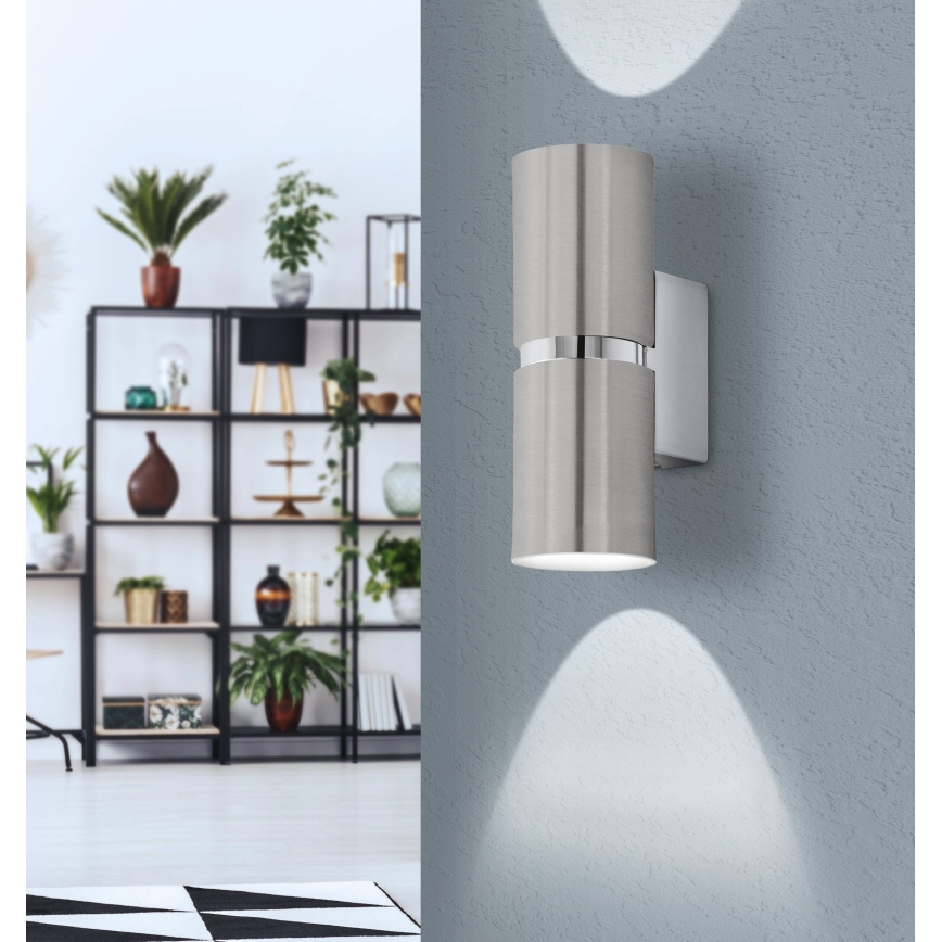 Eglo 64794 - LED Nástěnné svítidlo PASSA PRO 2xGU10/3,3W/230V 3000K matný chrom