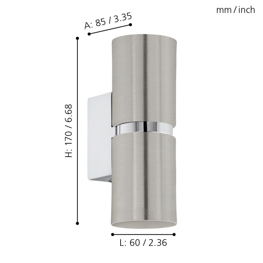 Eglo 64794 - LED Nástěnné svítidlo PASSA PRO 2xGU10/3,3W/230V 3000K matný chrom