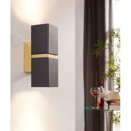 Eglo 64798 - LED Nástěnné svítidlo PASSA PRO 2xGU10/3,3W/230V 3000K černá/zlatá