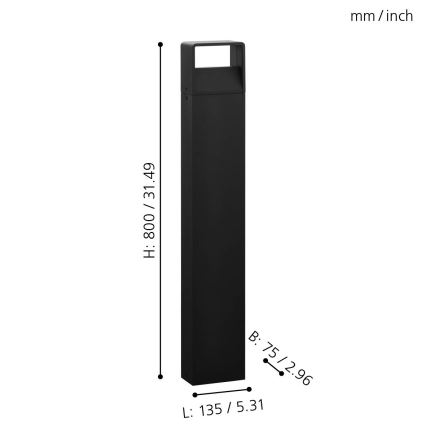 Eglo 65082 - LED Venkovní lampa DONINNI PRO LED/5W/230V 3000K 40 cm IP44 antracit