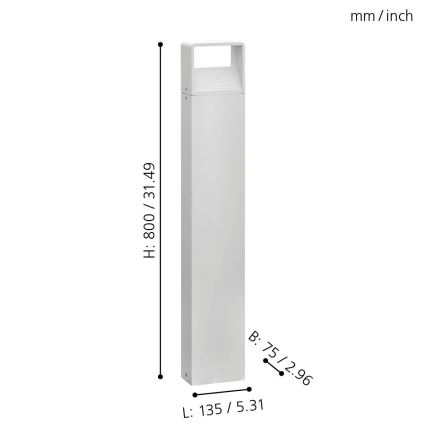 Eglo 65085 - LED Venkovní lampa DONINNI PRO LED/5W/230V 3000K 80 cm IP44 bílá