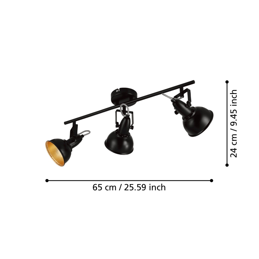 Eglo 75513 - Bodové svítidlo THORNTON 3xE14/28W/230V černá/zlatá