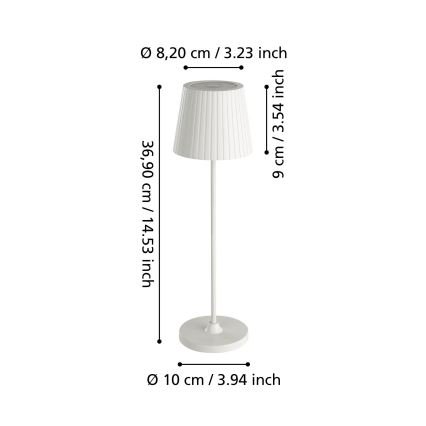 Eglo - LED Stmívatelná venkovní nabíjecí stolní lampa LED/3,8W/5V 2400/3000/4000K 2000 mAh IP44 bílá
