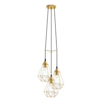 Eglo 79262 - Lustr na lanku BYRON 3xE27/60W/230V mosaz