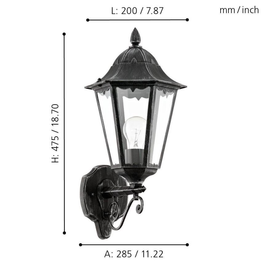 Eglo 79267 - Venkovní nástěnné svítidlo NAVEDO 1xE27/60W/230V IP44
