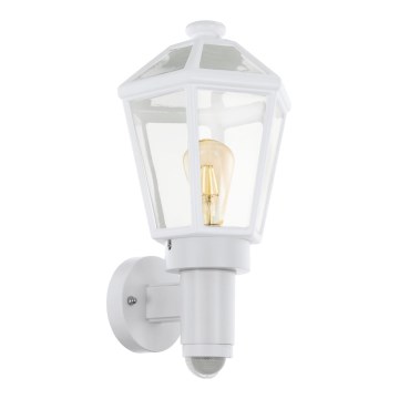 Eglo 79288 - Venkovní nástěnná lampa se senzorem pohybu a soumraku MONSELICE 1xE27/28W/230V IP44 bílá