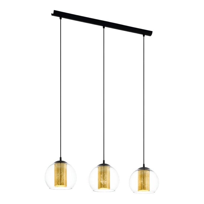 Eglo 79461 - Lustr na lanku BOLSANO 3xE27/28W/230V zlatá/černá