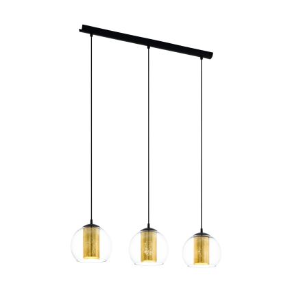 Eglo 79461 - Lustr na lanku BOLSANO 3xE27/28W/230V zlatá/černá