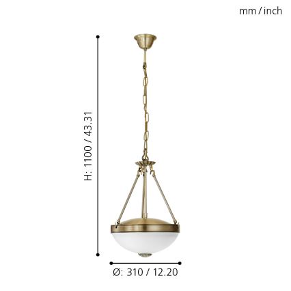 EGLO 82747 - Lustr SAVOY 2xE27/60W