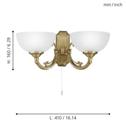 EGLO 82752 - Nástěnné svítidlo SAVOY 2xE14/40W/230V