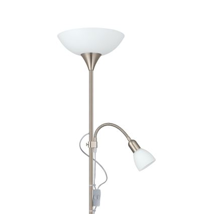EGLO - Stojací lampa 1xE27/60W + 1xE14/25W matný chrom