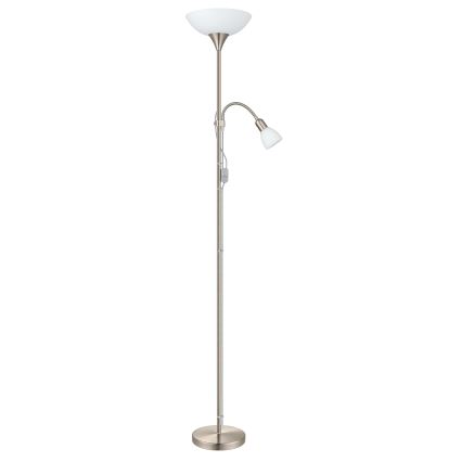 EGLO - Stojací lampa 1xE27/60W + 1xE14/25W matný chrom