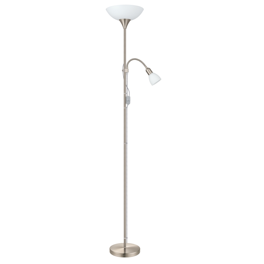 EGLO - Stojací lampa 1xE27/60W + 1xE14/25W matný chrom
