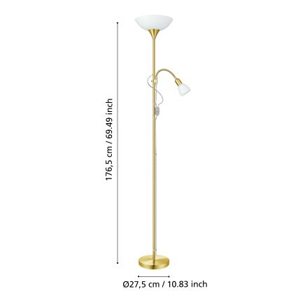 EGLO - Stojací lampa 1xE27/60W + 1xE14/25W zlatá