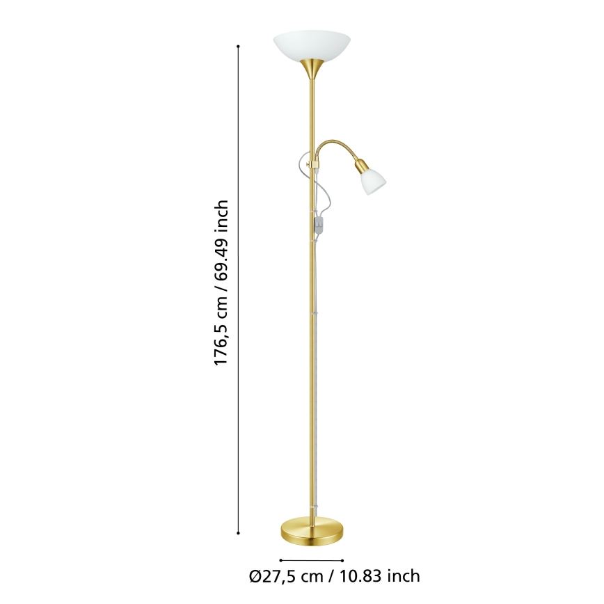 EGLO - Stojací lampa 1xE27/60W + 1xE14/25W zlatá