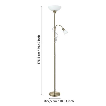 EGLO - Stojací lampa 1xE27/60W + 1xE14/25W mosaz
