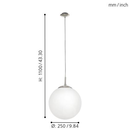 EGLO - Lustr na lanku 1xE27/60W/230V pr. 25 cm bílá