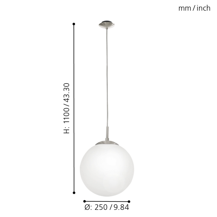 EGLO - Lustr na lanku 1xE27/60W/230V pr. 25 cm bílá
