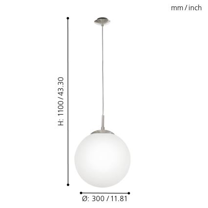 EGLO - Lustr na lanku 1xE27/60W/230V pr. 30 cm bílá