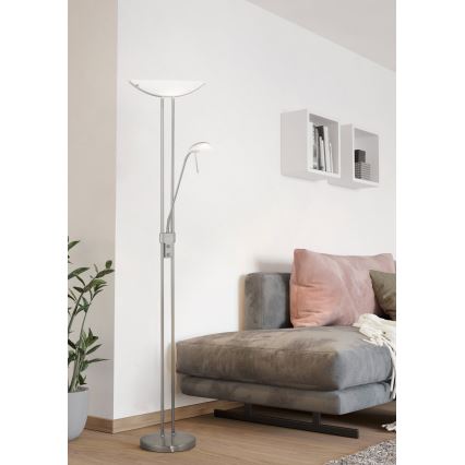 EGLO - Stmívatelná stojací lampa 1xR7s/230W+1xG9/33W matný chrom