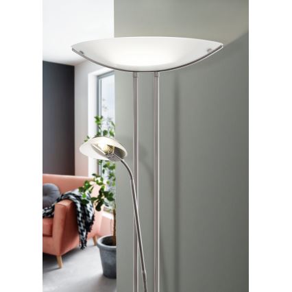 EGLO - Stmívatelná stojací lampa BAYA 1xR7s/230W+1xG9/33W matný chrom