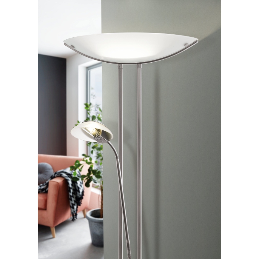 EGLO - Stmívatelná stojací lampa BAYA 1xR7s/230W+1xG9/33W matný chrom