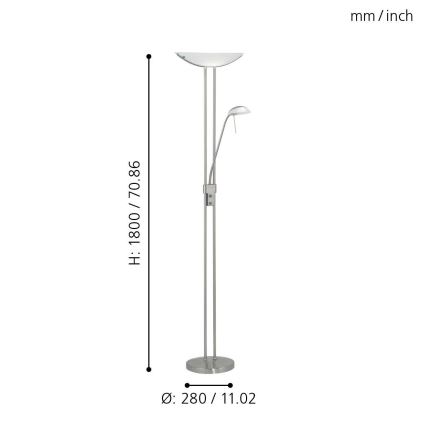 EGLO - Stmívatelná stojací lampa BAYA 1xR7s/230W+1xG9/33W matný chrom